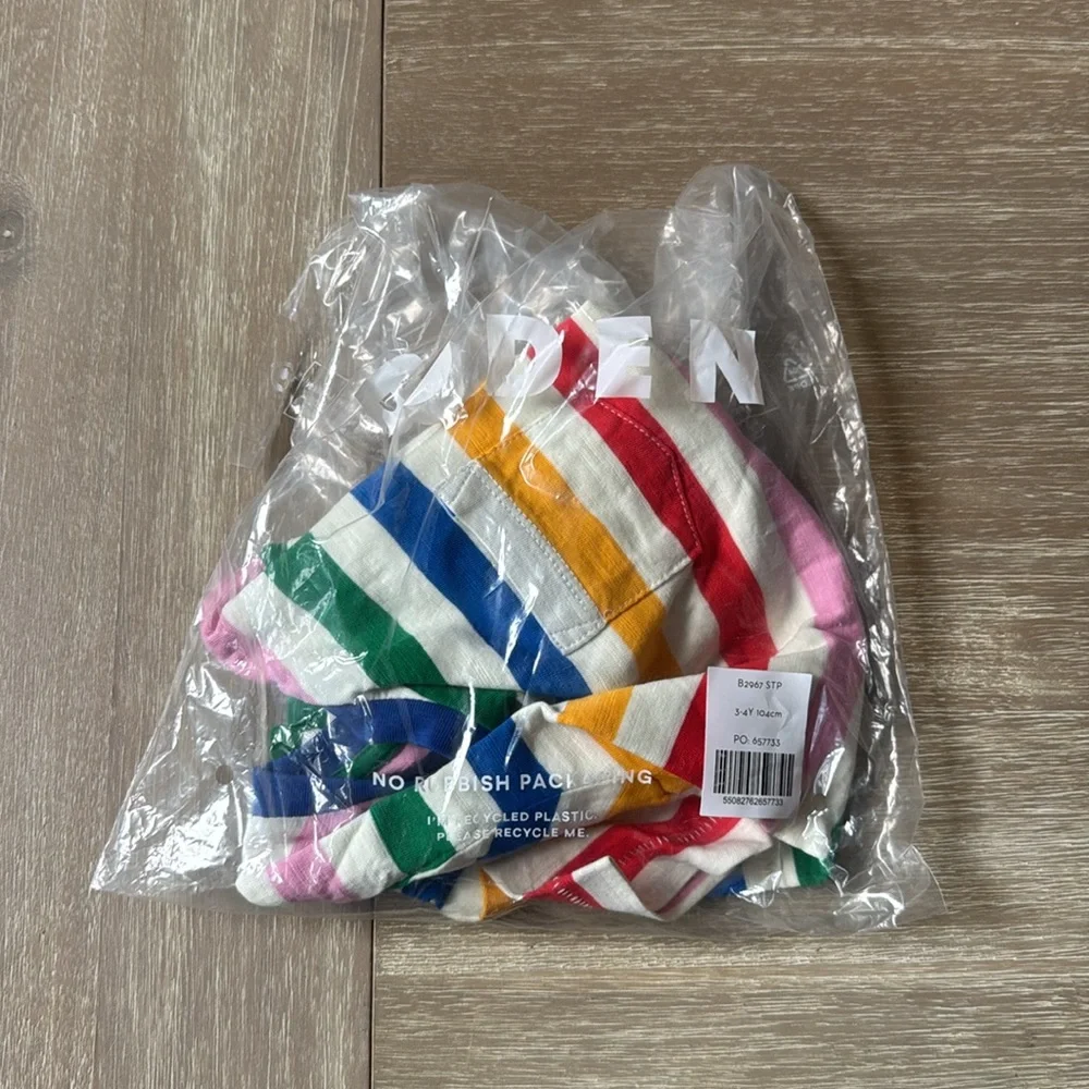 BODEN‎ Everyday Short Sleeve T-Shirt Striped Multi Color size 3-4Y New With Tags